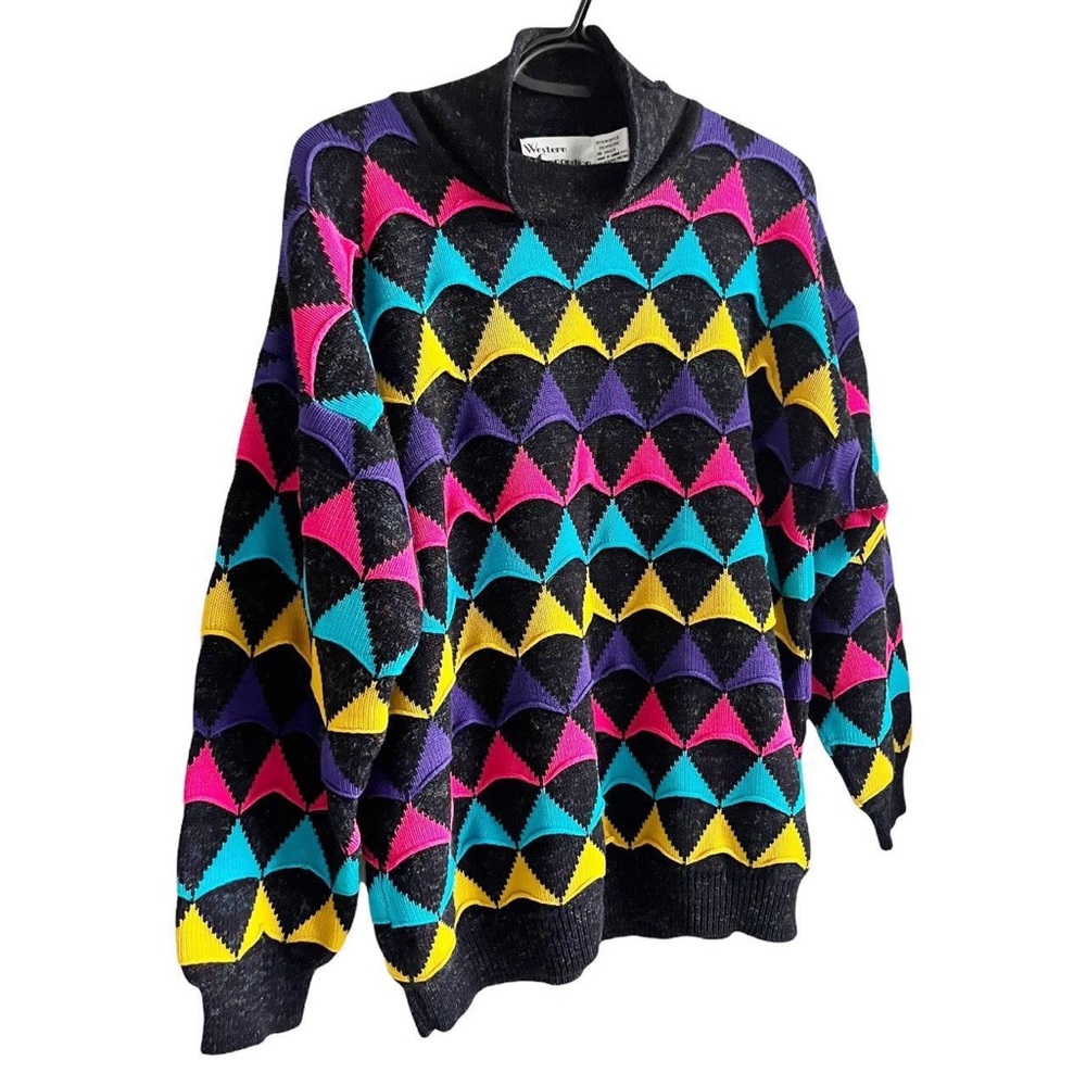 Vintage coogi styles vibrant funky knit sweater